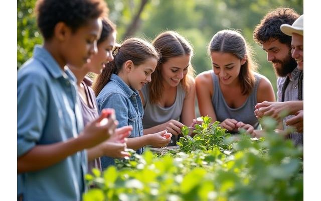 Group of people attending a gardening workshop