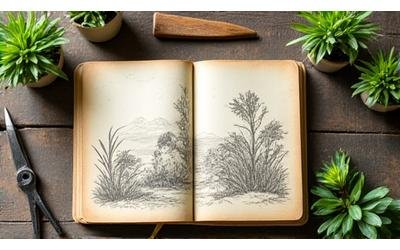 Early garden sketch and native plant seedlings