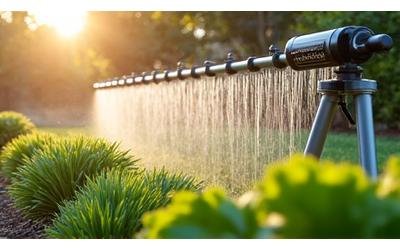 Modern sustainable garden with smart irrigation system