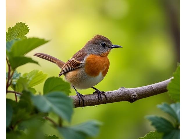 Carolina Wren on native plant branch, symbolizing bird-friendly gardens.