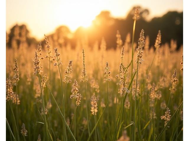 Flowing switchgrass (Panicum virgatum) in a naturalized setting, illustrating native grasses.