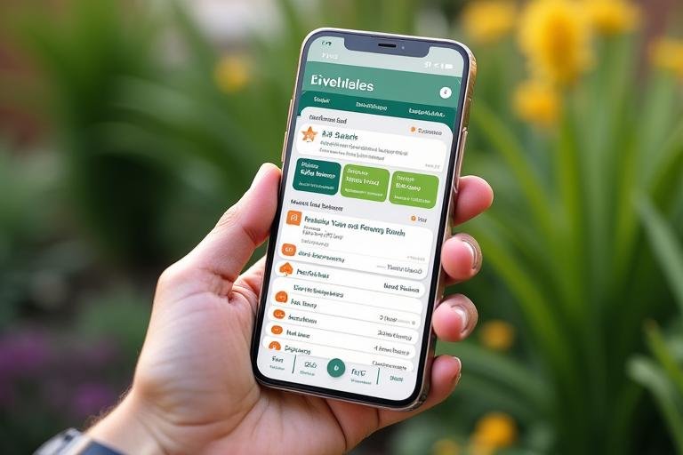 Smartphone displaying smart irrigation app control panel
