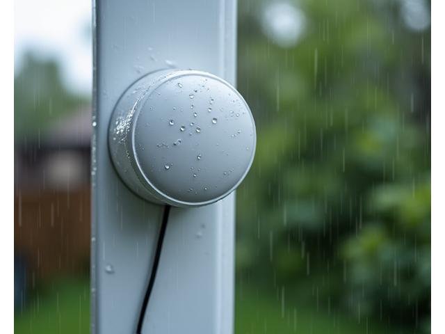 Rain sensor mounted on a gutter or wall